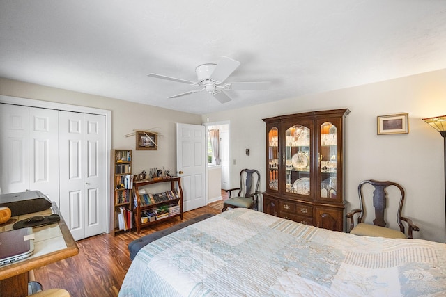 441 Buck Island Rd Unit B1, West Yarmouth, MA 02673 - bedroom with wood finished floors, a closet, and ceiling fan