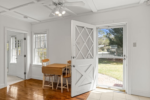 248 N Falmouth Hwy, North Falmouth, MA 02556 - doorway to outside with a ceiling fan, baseboards, and a healthy amount of sunlight