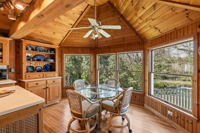 248 N Falmouth Hwy, North Falmouth, MA 02556 - sunroom / solarium with a wooden deck, vaulted ceiling, and wooden ceiling