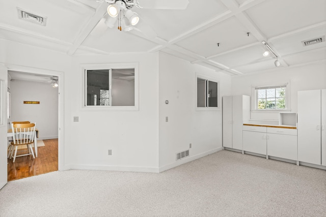 248 N Falmouth Hwy, North Falmouth, MA 02556 - spare room with a ceiling fan, visible vents, and coffered ceiling