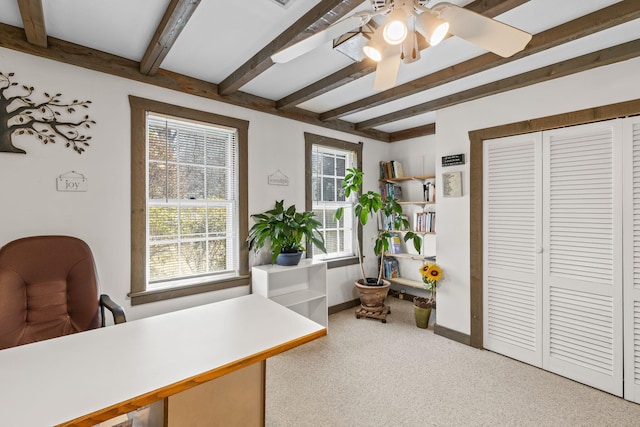 248 N Falmouth Hwy, North Falmouth, MA 02556 - carpeted office space with beamed ceiling, plenty of natural light, and ceiling fan