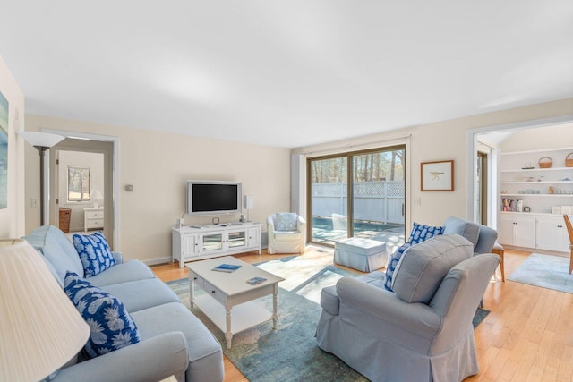 living area with light wood-style flooring