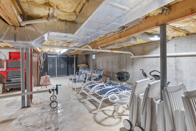 view of unfinished basement