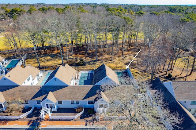 drone / aerial view with a forest view