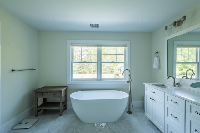 bathroom featuring vanity and a bathing tub