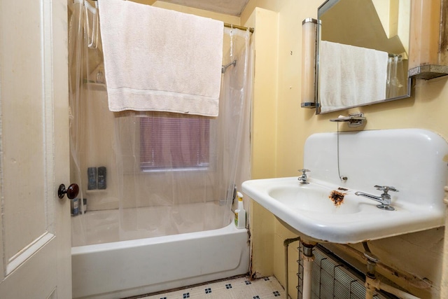 bathroom featuring bathing tub / shower combination