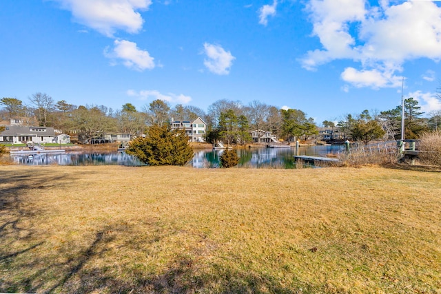 view of yard with a water view