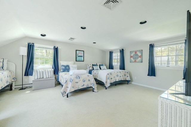 37 Old Salem Way, Osterville, MA 02655 - carpeted bedroom featuring multiple windows, baseboards, and vaulted ceiling