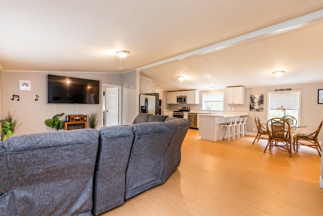 248 Mattapoisett Rd, Acushnet, MA 02743 - living room with light wood-style floors and ornamental molding