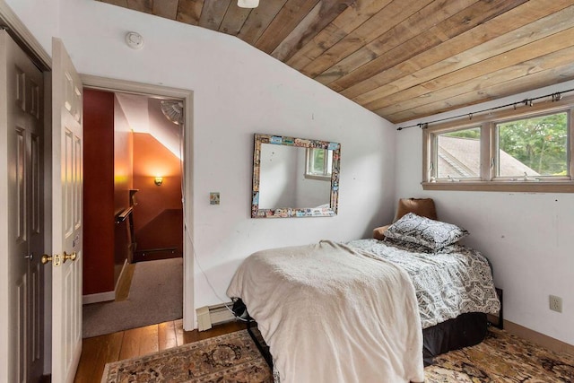 24 Indigo Ln, Osterville, MA 02655 - bedroom with lofted ceiling, wooden ceiling, and hardwood / wood-style floors