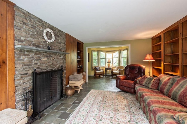24 Indigo Ln, Osterville, MA 02655 - living area featuring a stone fireplace and built in features