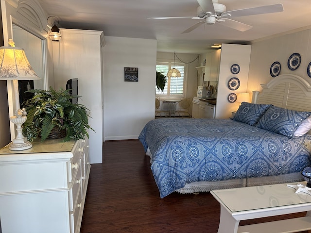 91 Depot St Unit 10, Dennis Port, MA 02639 - bedroom with dark wood finished floors and ceiling fan