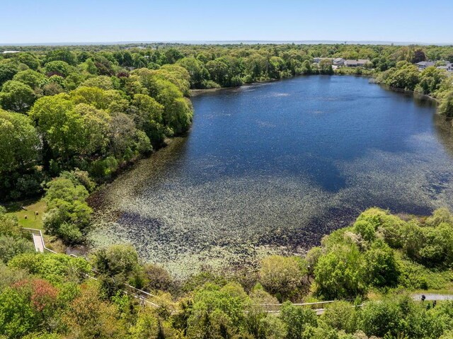 354 Gifford St Unit 1, Falmouth, MA 02540 - drone / aerial view of a large body of water and a heavily wooded area