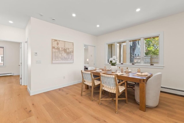354 Gifford St Unit 1, Falmouth, MA 02540 - dining area featuring light wood-style floors, a baseboard heating unit, baseboard heating, and recessed lighting