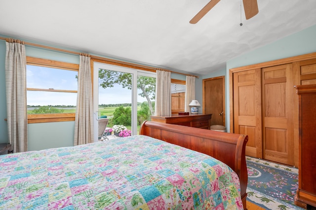 16 Gulls Cove Rd, West Yarmouth, MA 02673 - bedroom with access to outside and ceiling fan
