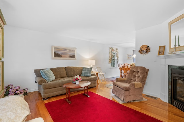 living room featuring light wood-type flooring