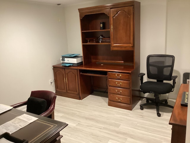 office space featuring light wood-type flooring