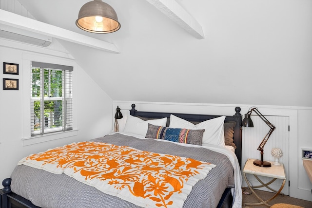 7 Anthony St, Provincetown, MA 02657 - bedroom featuring vaulted ceiling and a wall mounted air conditioner