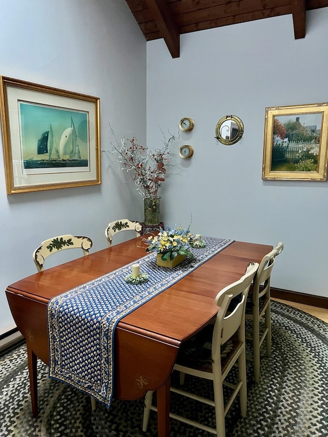 83 Colonial Way W, Falmouth, MA 02540 - dining area with wooden ceiling and baseboards