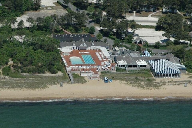 birds eye view of property featuring a view of the beach