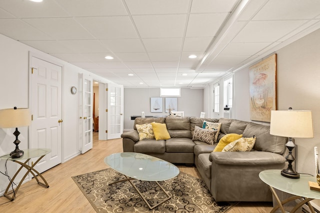 74 Deering Dr, Chatham, MA 02633 - living area featuring light wood-type flooring, recessed lighting, and a paneled ceiling