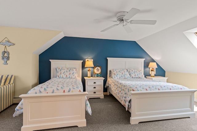 74 Deering Dr, Chatham, MA 02633 - bedroom with carpet, a ceiling fan, and vaulted ceiling