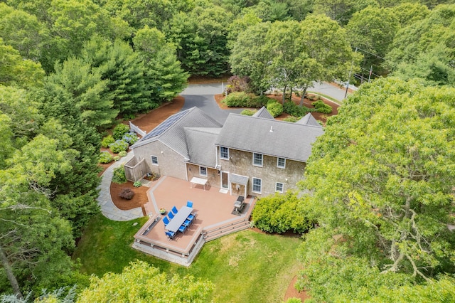 2 Julie Ln, Cotuit, MA 02635 - view from above of property with a forest