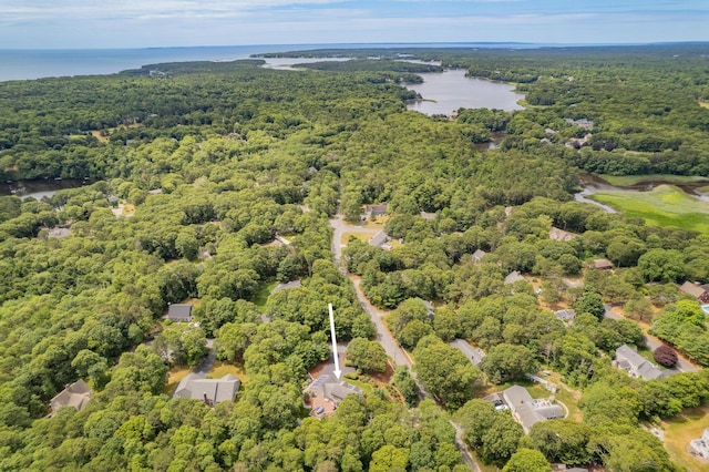 2 Julie Ln, Cotuit, MA 02635 - drone / aerial view of a heavily wooded area and a nearby body of water