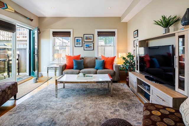 living room featuring hardwood / wood-style flooring