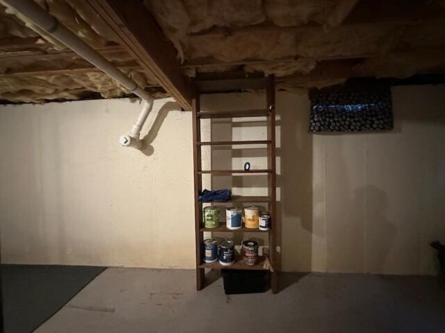 view of unfinished basement