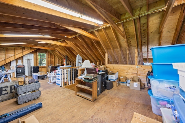 view of unfinished attic