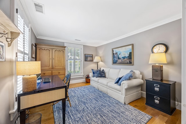 30 Tisquantum Rd, Chatham, MA 02633 - office area featuring ornamental molding and light wood finished floors