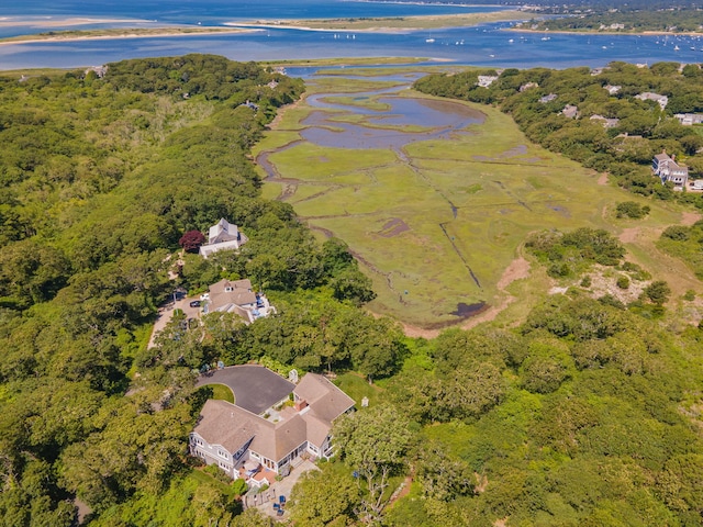 30 Tisquantum Rd, Chatham, MA 02633 - aerial overview of property's location featuring a nearby body of water and a forest