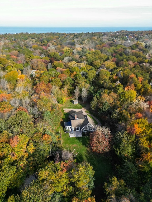 aerial view with a forest view