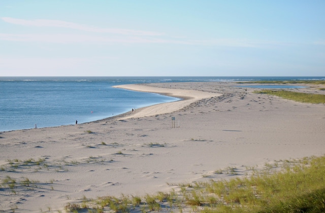 view of water feature with a view of the beach