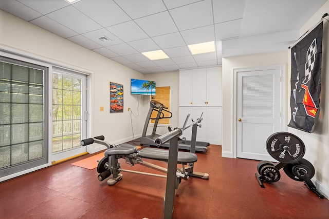 38 Captain Baker Rd, Brewster, MA 02631 - exercise area featuring a drop ceiling and baseboards
