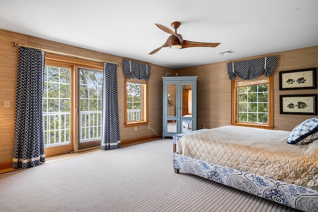 38 Captain Baker Rd, Brewster, MA 02631 - carpeted bedroom featuring access to outside and ceiling fan