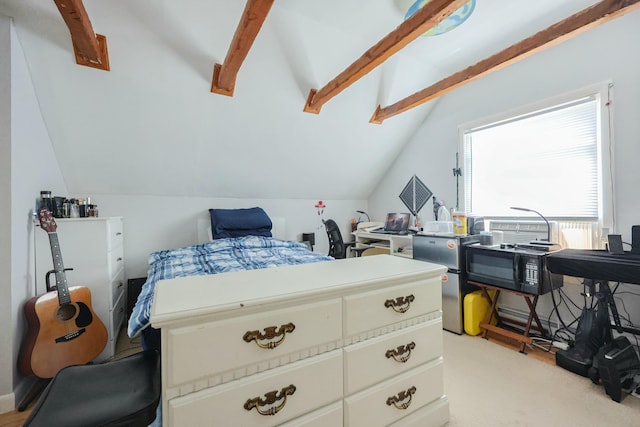 885 Sandwich Rd, Hatchville, MA 02536 - bedroom with vaulted ceiling with beams and light carpet