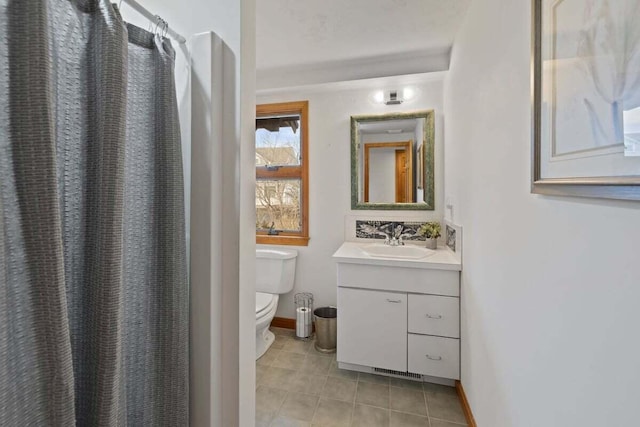 63 Swift Ln, Brewster, MA 02631 - full bath with vanity, tile patterned flooring, and a shower with curtain