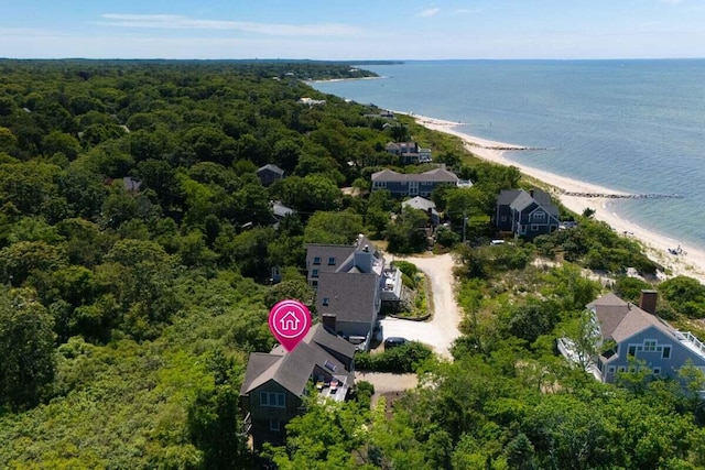 63 Swift Ln, Brewster, MA 02631 - aerial view of expansive beach and a heavily wooded area