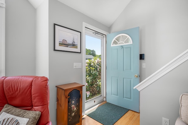 64 Manitoba Rd, Mashpee, MA 02649 - foyer entrance with wood finished floors and vaulted ceiling