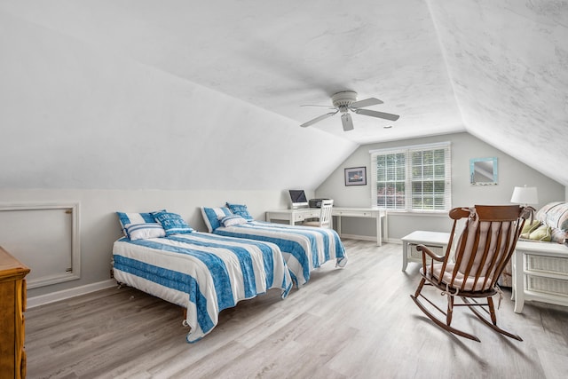 64 Manitoba Rd, Mashpee, MA 02649 - bedroom featuring wood finished floors, lofted ceiling, and a ceiling fan
