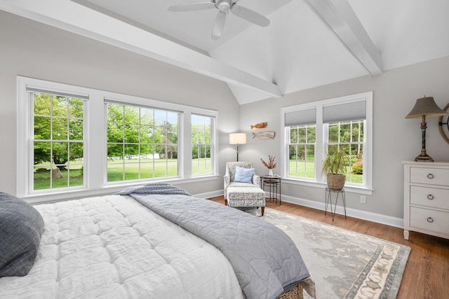 350 Plum St, West Barnstable, MA 02668 - bedroom featuring multiple windows, wood finished floors, baseboards, and a ceiling fan
