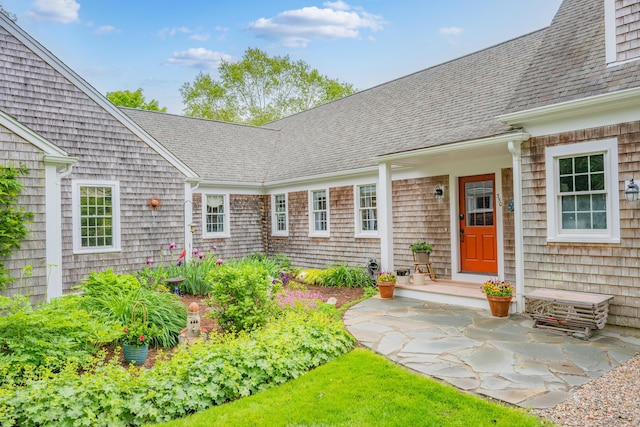350 Plum St, West Barnstable, MA 02668 - property entrance featuring roof with shingles