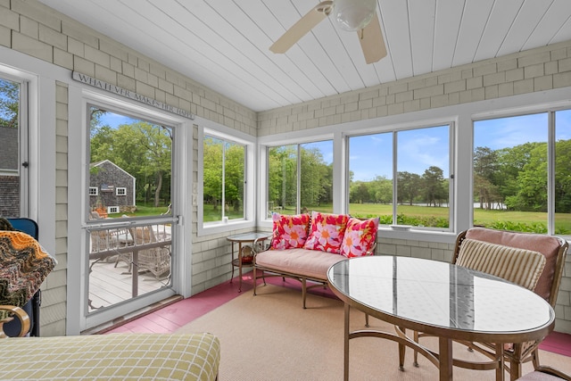 350 Plum St, West Barnstable, MA 02668 - sunroom featuring ceiling fan