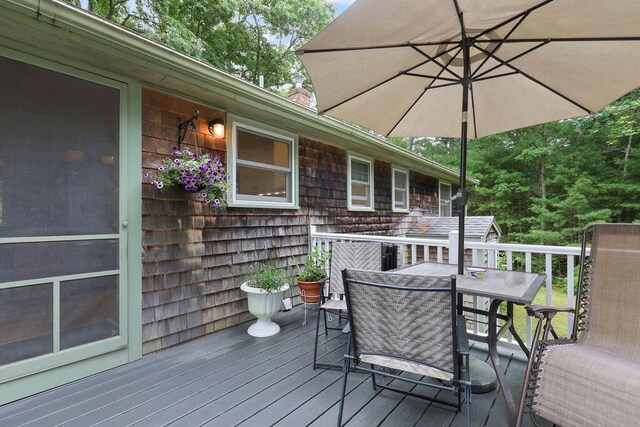 566 County Rd, Pocasset, MA 02559 - wooden deck featuring outdoor dining area