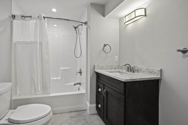5 Jakes Ln, Brewster, MA 02631 - bathroom with vanity, toilet, and shower / bath combination with curtain