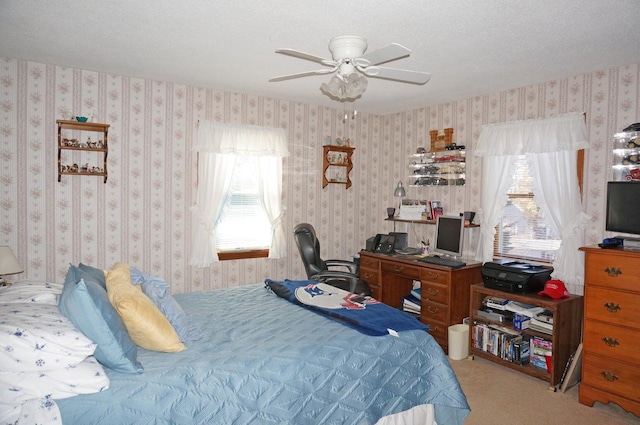 103 Moco Rd, West Barnstable, MA 02668 - bedroom featuring multiple windows, carpet floors, ceiling fan, and an office area