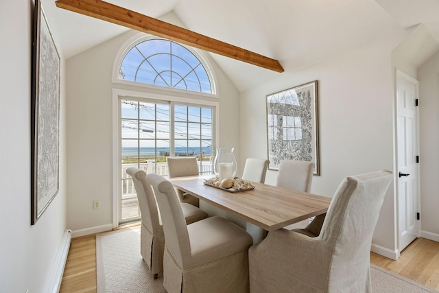 14 Kendrick Ave, Wellfleet, MA 02667 - dining room featuring baseboard heating, light wood-type flooring, and baseboards