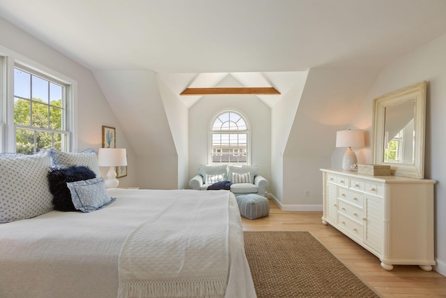 14 Kendrick Ave, Wellfleet, MA 02667 - bedroom featuring light wood-style floors, baseboards, and vaulted ceiling